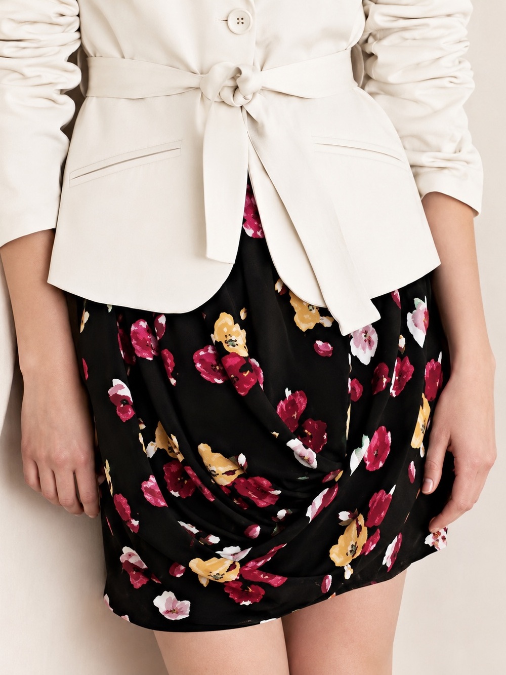 Dolan “From Monet” draped floral silk mini skirt, large